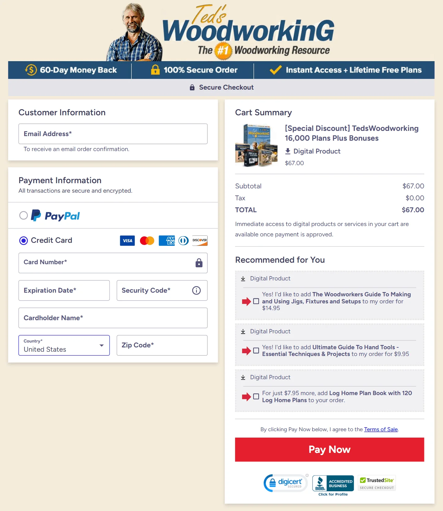 Teds Woodworking-checkout-page